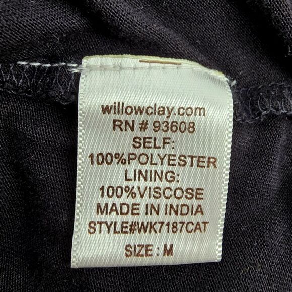 Willow & Clay Black Mesh Embroidered Floral Yoke Blouse Size M - Picture 8 of 8